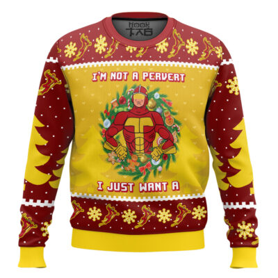 Hooktab I'm Not A Pervert Turbo Man Ugly Christmas Sweater
