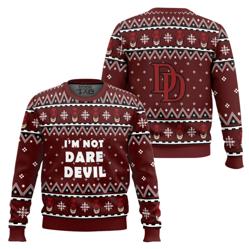 Hooktab I'm Not Daredevil Marvel Ugly Christmas Sweater Hooktab I'm Not Daredevil Marvel Ugly Christmas Sweater