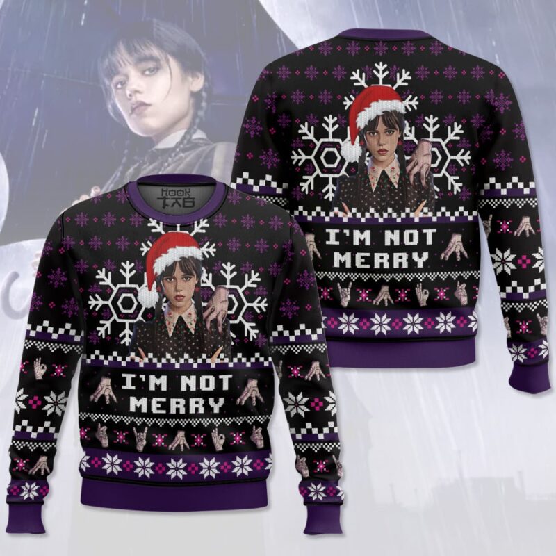 Hooktab I'm Not Merry Wednesday Ugly Christmas Sweater Hooktab I'm Not Merry Wednesday Ugly Christmas Sweater