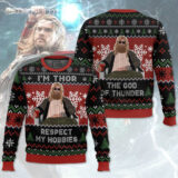 Hooktab I'm Thor Respect My Hobbies Marvel Ugly Christmas Sweater