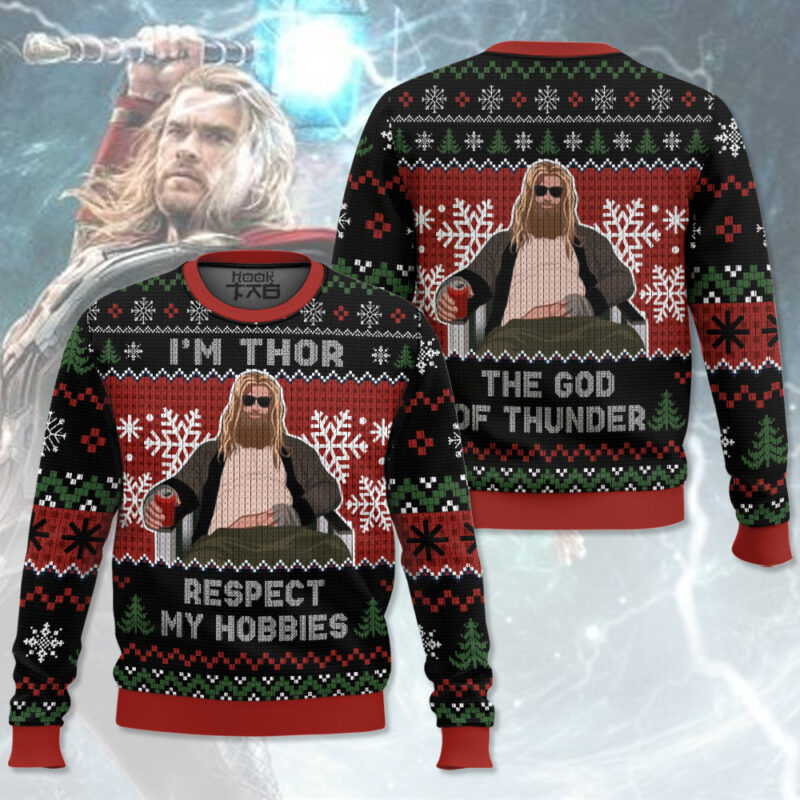 Hooktab I'm Thor Respect My Hobbies Marvel Ugly Christmas Sweater Hooktab I'm Thor Respect My Hobbies Marvel Ugly Christmas Sweater