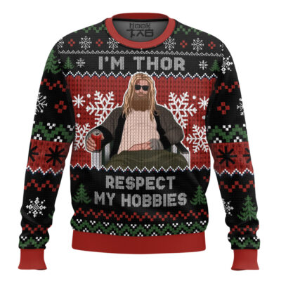 Hooktab I'm Thor Respect My Hobbies Marvel Ugly Christmas Sweater