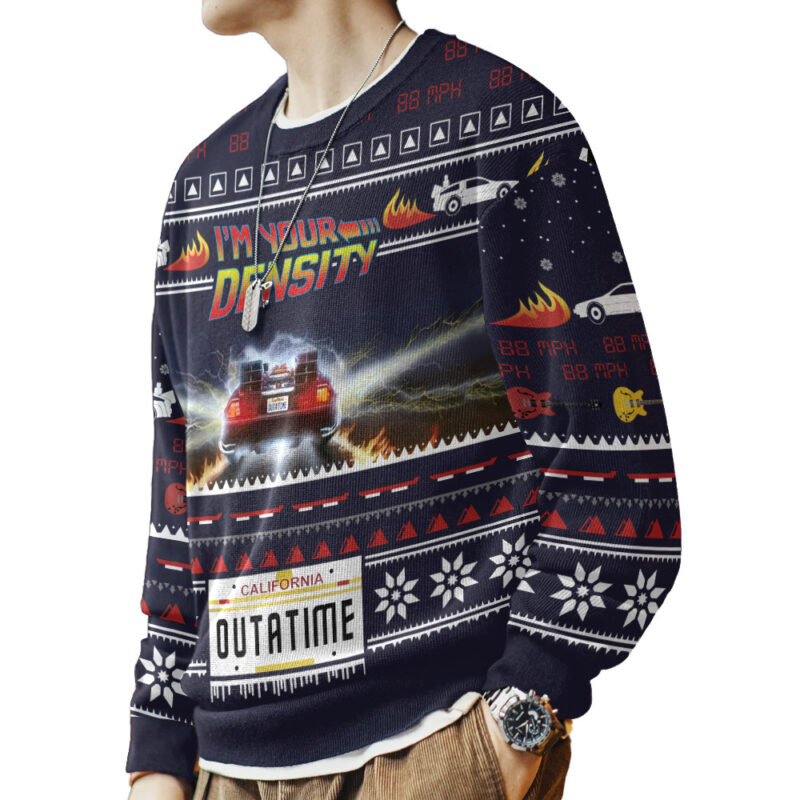 Hooktab I'm Your Density Back To The Future Ugly Christmas Sweater Hooktab I'm Your Density Back To The Future Ugly Christmas Sweater