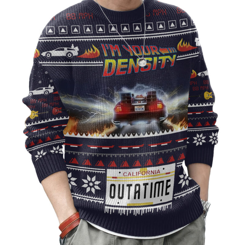 Hooktab I'm Your Density Back To The Future Ugly Christmas Sweater Hooktab I'm Your Density Back To The Future Ugly Christmas Sweater