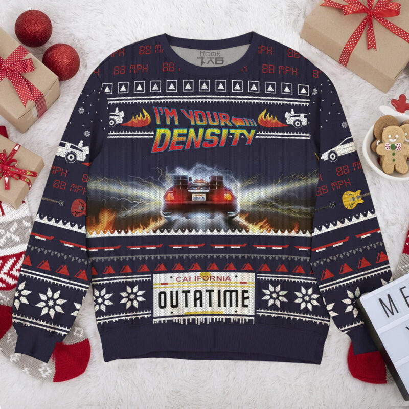 Hooktab I'm Your Density Back To The Future Ugly Christmas Sweater Hooktab I'm Your Density Back To The Future Ugly Christmas Sweater