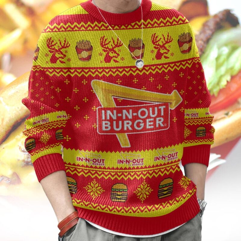 Hooktab In-N-Out Burger Ugly Christmas Sweater Hooktab In-N-Out Burger Ugly Christmas Sweater