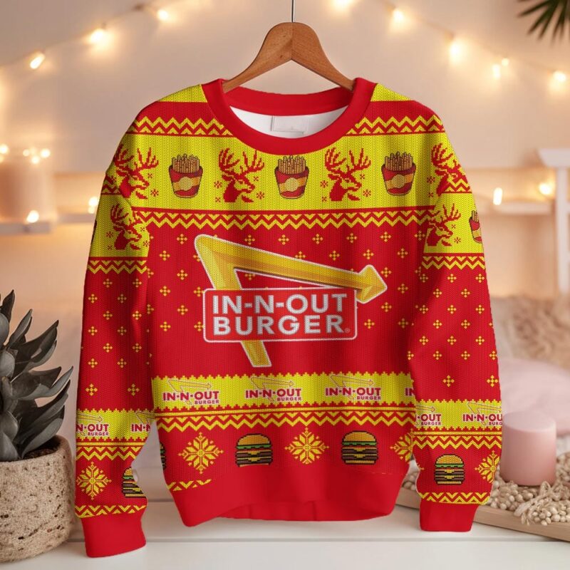 Hooktab In-N-Out Burger Ugly Christmas Sweater Hooktab In-N-Out Burger Ugly Christmas Sweater