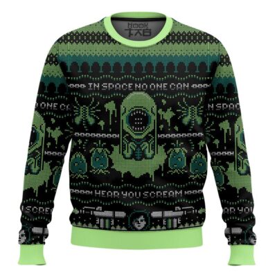 Hooktab In Space No One Can Hear You Scream Alien Ugly Christmas Sweater