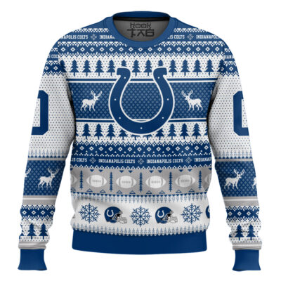 Hooktab Indianapolis Colts - Custom Name And Number Ugly Sweater