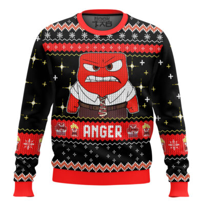 Hooktab Inside Out Anger Ugly Christmas Sweater