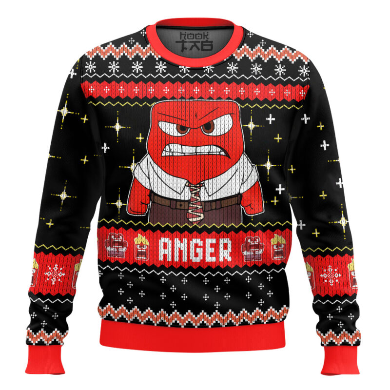 Hooktab Inside Out Anger Ugly Christmas Sweater