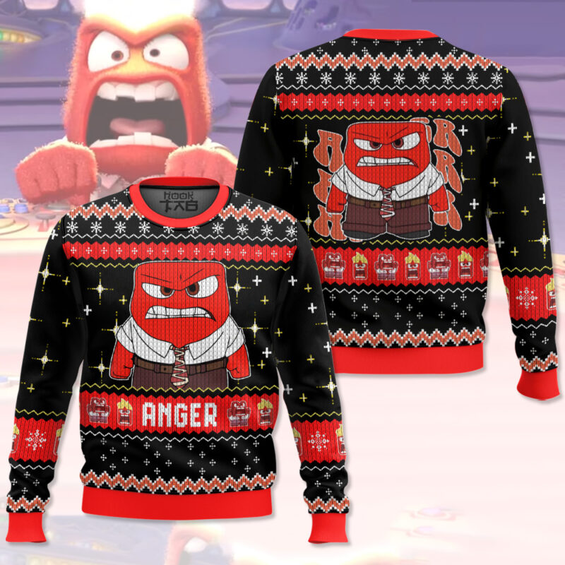 Hooktab Inside Out Anger Ugly Christmas Sweater Hooktab Inside Out Anger Ugly Christmas Sweater