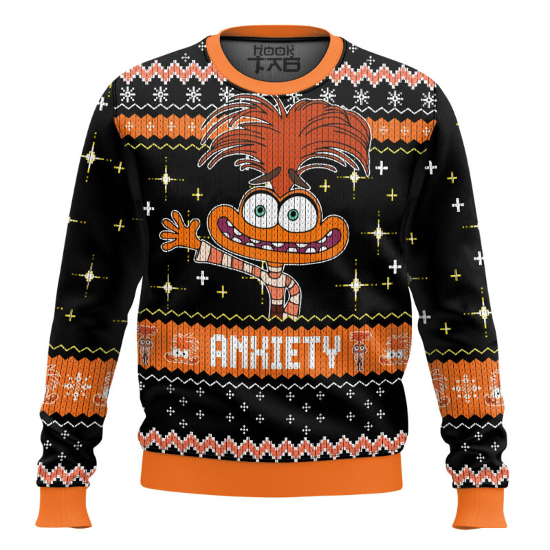 Hooktab Inside Out Anxiety Ugly Christmas Sweater