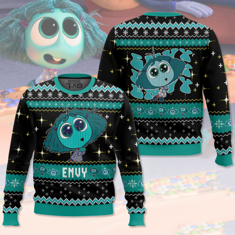 Hooktab Inside Out Envy Ugly Christmas Sweater Hooktab Inside Out Envy Ugly Christmas Sweater