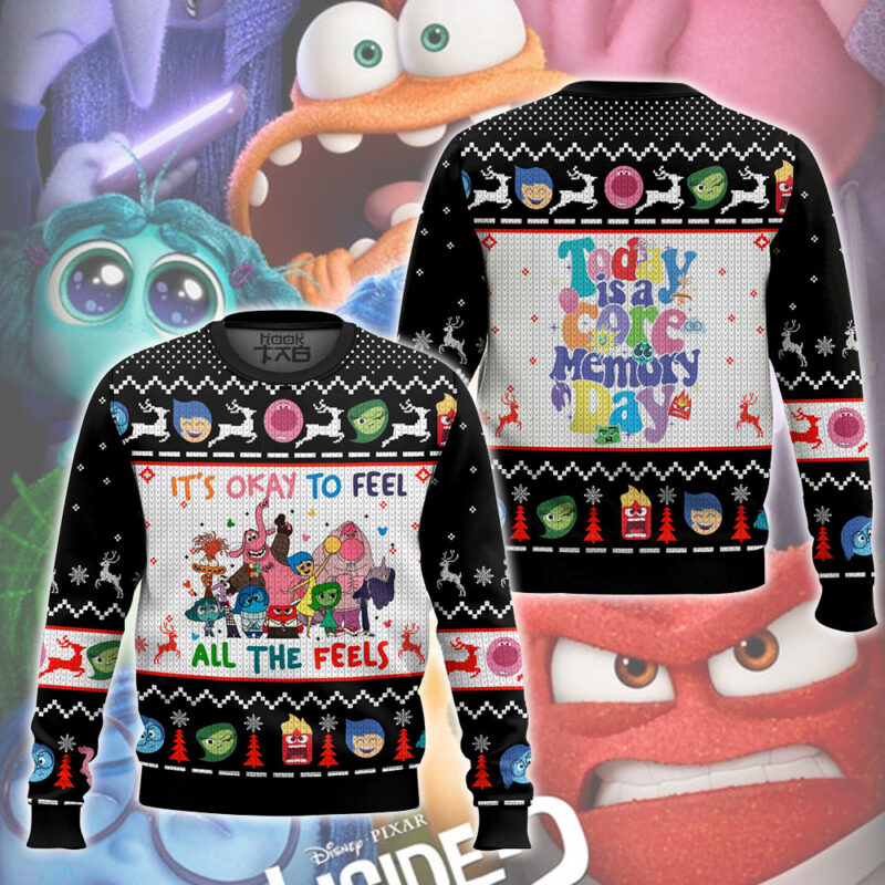 Hooktab Inside Out It's Okay To Feel All The Feels Ugly Christmas Sweater Hooktab Inside Out It's Okay To Feel All The Feels Ugly Christmas Sweater