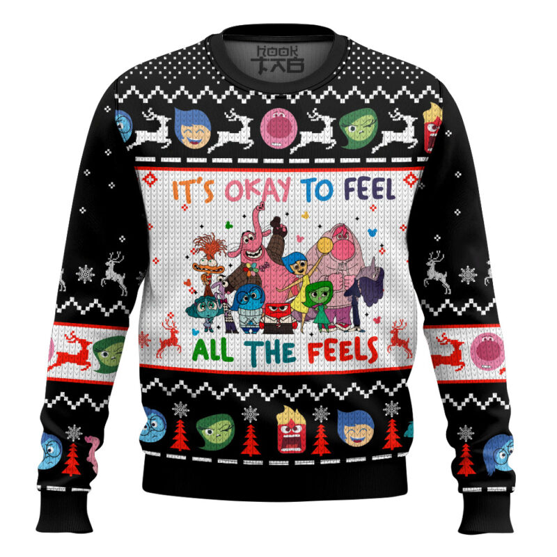 Hooktab Inside Out It's Okay To Feel All The Feels Ugly Christmas Sweater