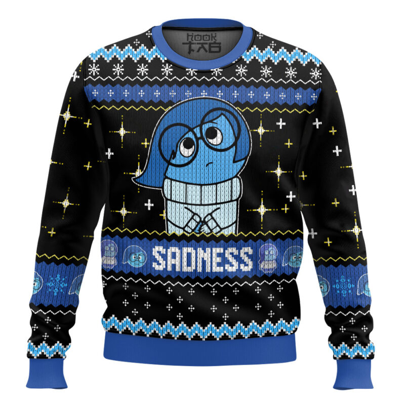 Hooktab Inside Out Sadness Ugly Christmas Sweater Hooktab Inside Out Sadness Ugly Christmas Sweater