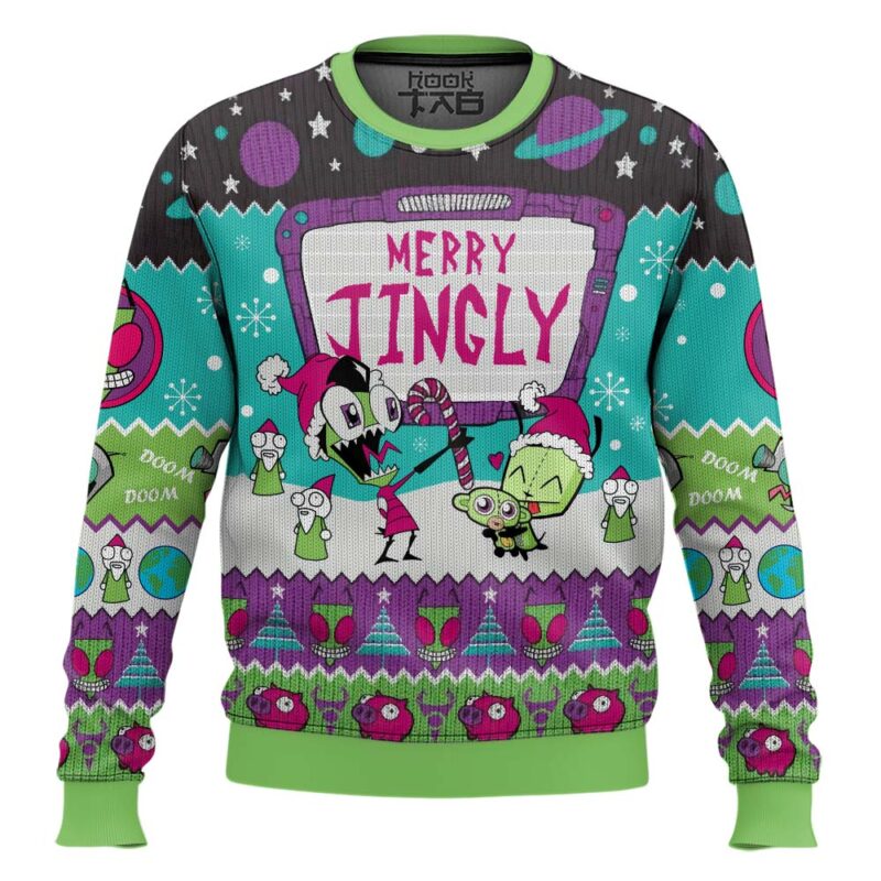 Hooktab Invader Zim Merry Jingly Ugly Christmas Sweater