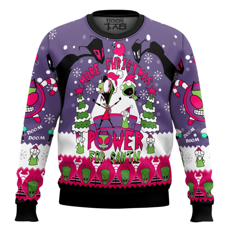 Hooktab Invader Zim More Power For Santa Ugly Christmas Sweater