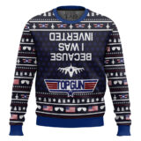 Hooktab Inverted Top Gun Ugly Christmas Sweater