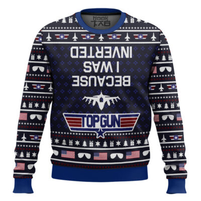 Hooktab Inverted Top Gun Ugly Christmas Sweater