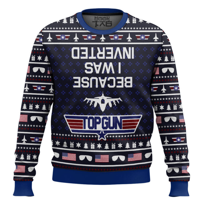 Hooktab Inverted Top Gun Ugly Christmas Sweater