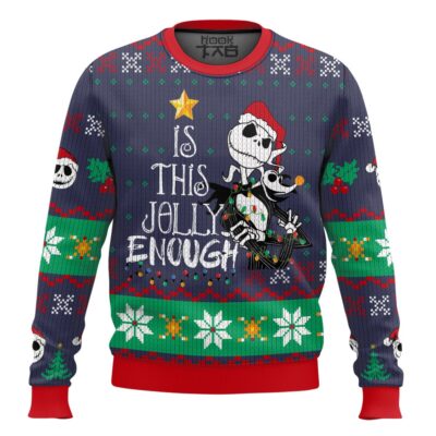 Hooktab Is This Jolly Enough Jack Skellington Ugly Christmas Sweater