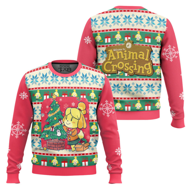Hooktab Isabelle Animal Crossing Ugly Christmas Sweater Hooktab Isabelle Animal Crossing Ugly Christmas Sweater