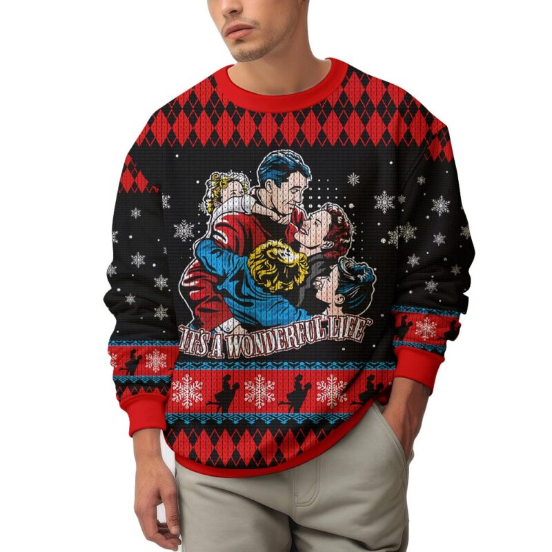 Hooktab It’s A Wonderful Life Ugly Christmas Sweater Hooktab It’s A Wonderful Life Ugly Christmas Sweater