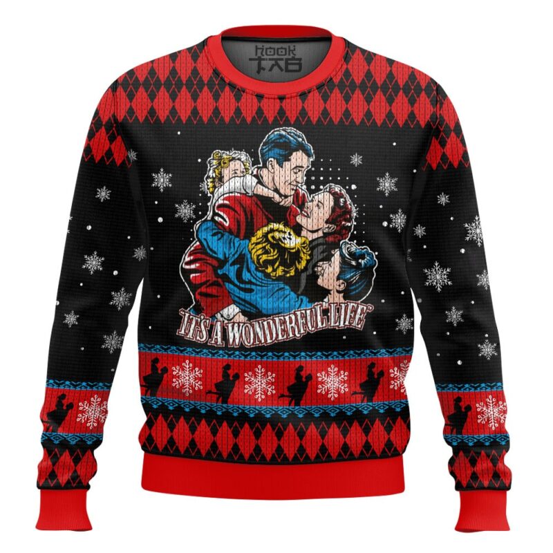 Hooktab It’s A Wonderful Life Ugly Christmas Sweater Hooktab It’s A Wonderful Life Ugly Christmas Sweater