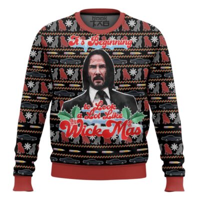 Hooktab It's Beginning To Look A Lot Like Wickmas John Wick Ugly Christmas Sweater