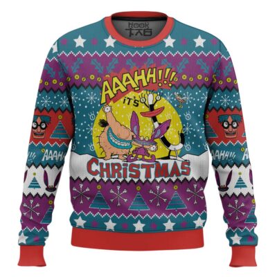 Hooktab It's Christmas Aaahh!!! Real Monsters Ugly Christmas Sweater