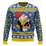 Hooktab It’s Christmas O’clock Time Anytime Homer Simpson Ugly Christmas Sweater