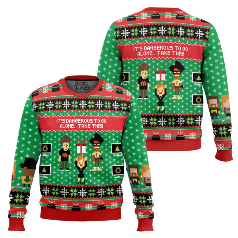 Hooktab It's Dangerous To Go Alone The It Crowd Ugly Christmas Sweater Hooktab It's Dangerous To Go Alone The It Crowd Ugly Christmas Sweater