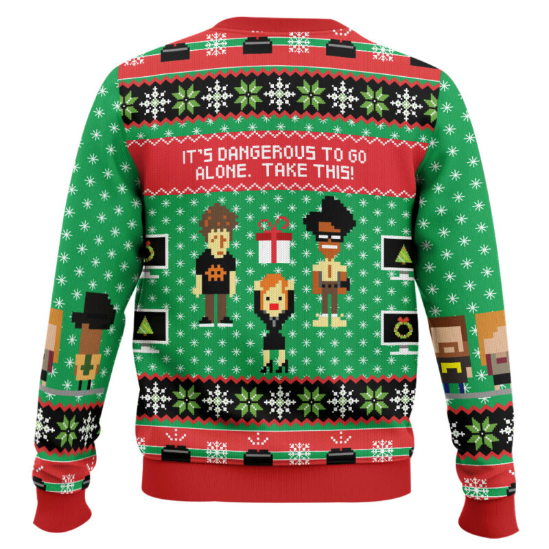 Hooktab It's Dangerous To Go Alone The It Crowd Ugly Christmas Sweater Hooktab It's Dangerous To Go Alone The It Crowd Ugly Christmas Sweater