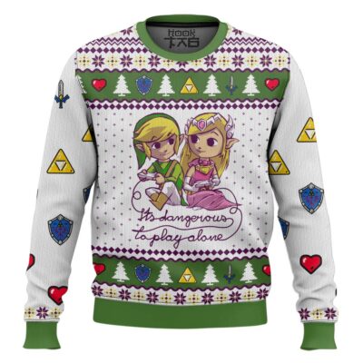 Hooktab It's Dangerous To Play Alone Legend Of Zelda Ugly Christmas Sweater