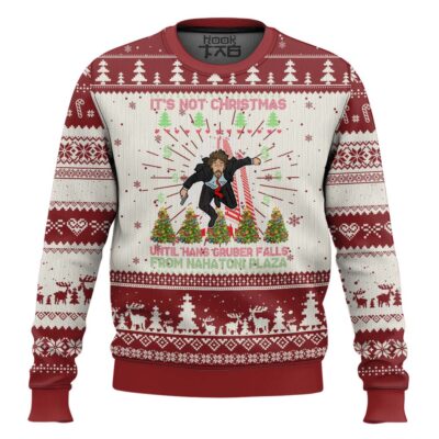 Hooktab It’s Not Christmas Until Hans Gruber Falls Die Hard Ugly Christmas Sweater