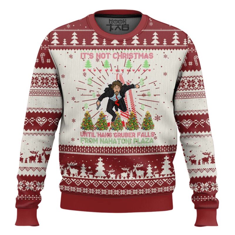Hooktab It’s Not Christmas Until Hans Gruber Falls Die Hard Ugly Christmas Sweater