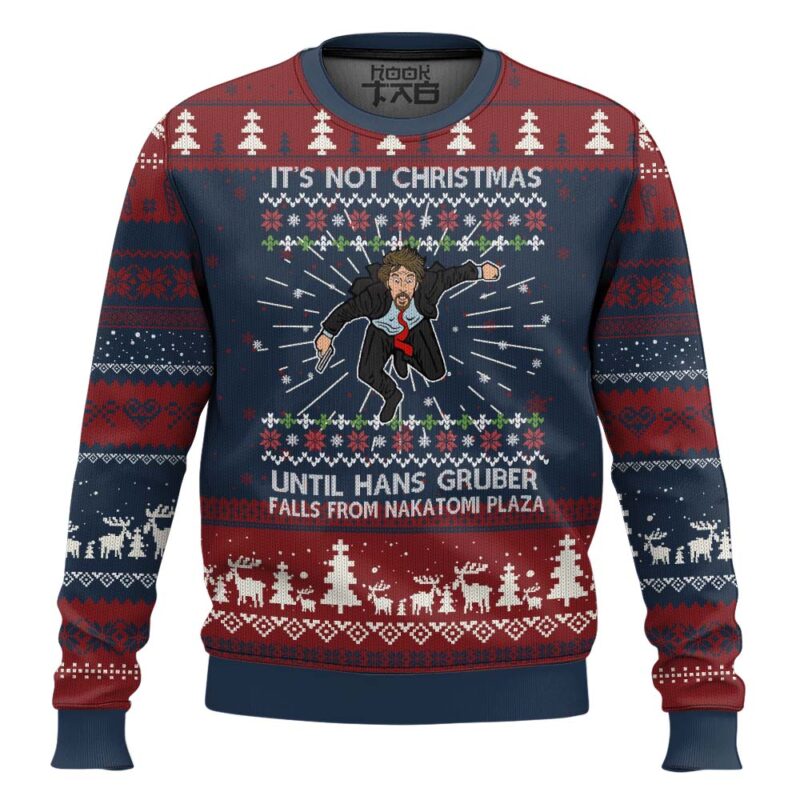 Hooktab It’s Not Christmas Until Hans Gruber Falls From Nakatomi Plaza Die Hard Ugly Christmas Sweater