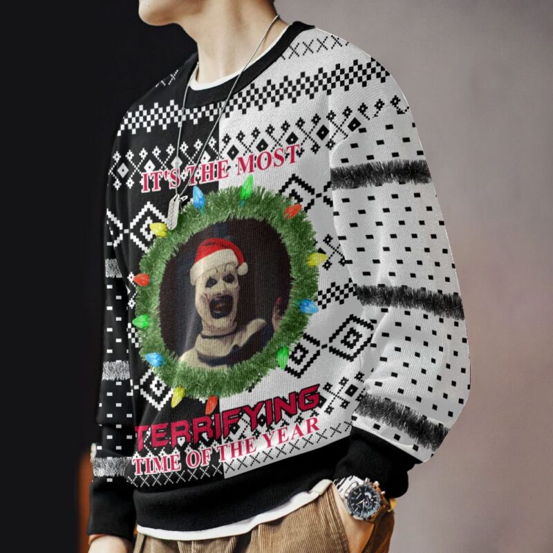 Hooktab It's The Most Terrifying Time Of The Year Ugly Christmas Sweater Hooktab It's The Most Terrifying Time Of The Year Ugly Christmas Sweater