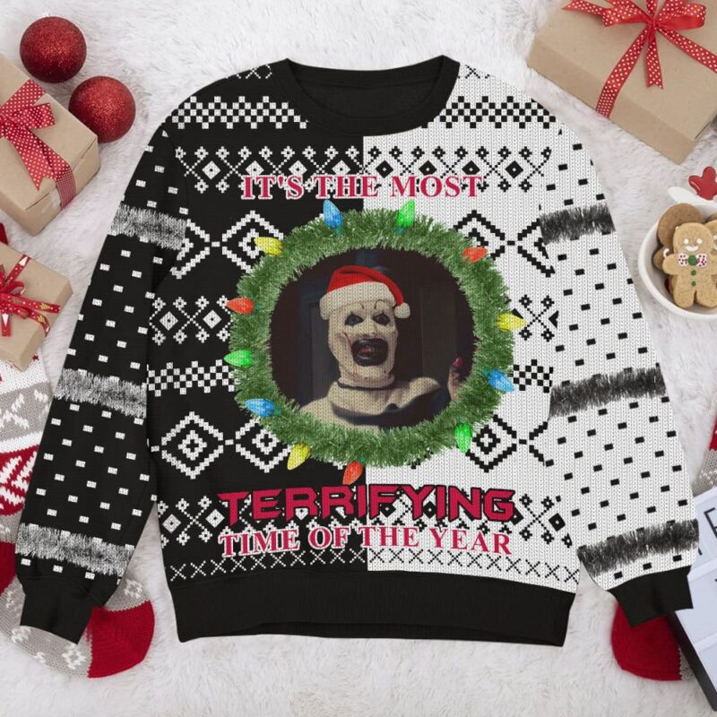 Hooktab It's The Most Terrifying Time Of The Year Ugly Christmas Sweater Hooktab It's The Most Terrifying Time Of The Year Ugly Christmas Sweater