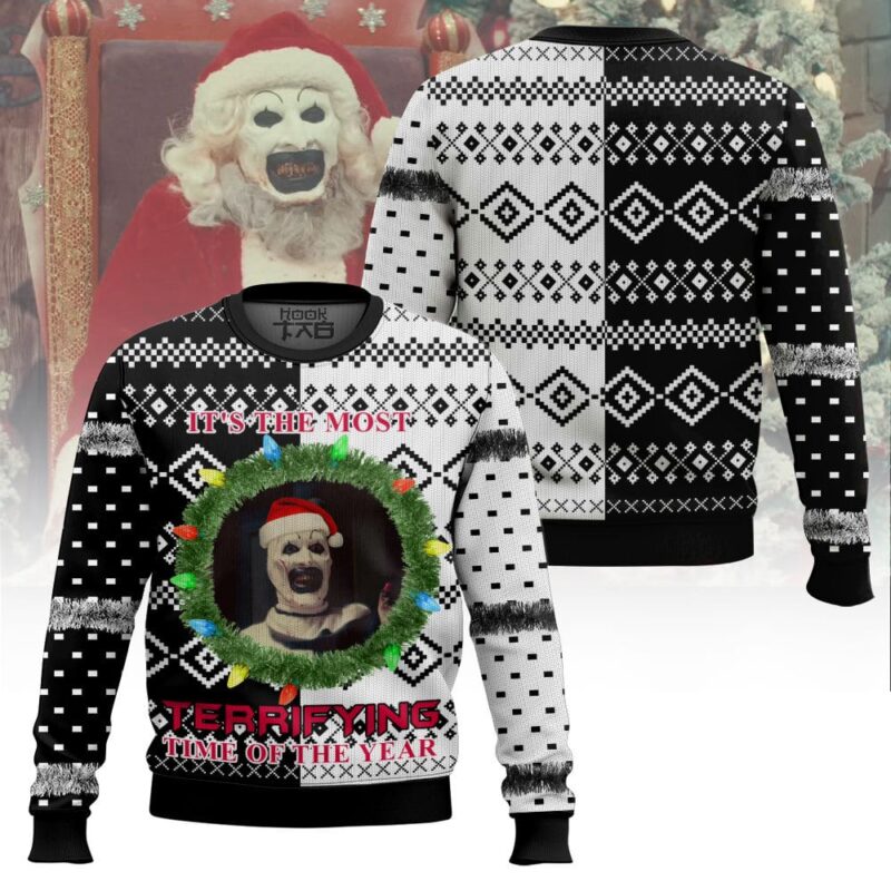Hooktab It's The Most Terrifying Time Of The Year Ugly Christmas Sweater Hooktab It's The Most Terrifying Time Of The Year Ugly Christmas Sweater