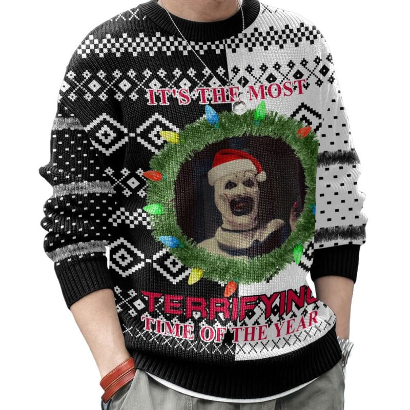 Hooktab It's The Most Terrifying Time Of The Year Ugly Christmas Sweater Hooktab It's The Most Terrifying Time Of The Year Ugly Christmas Sweater