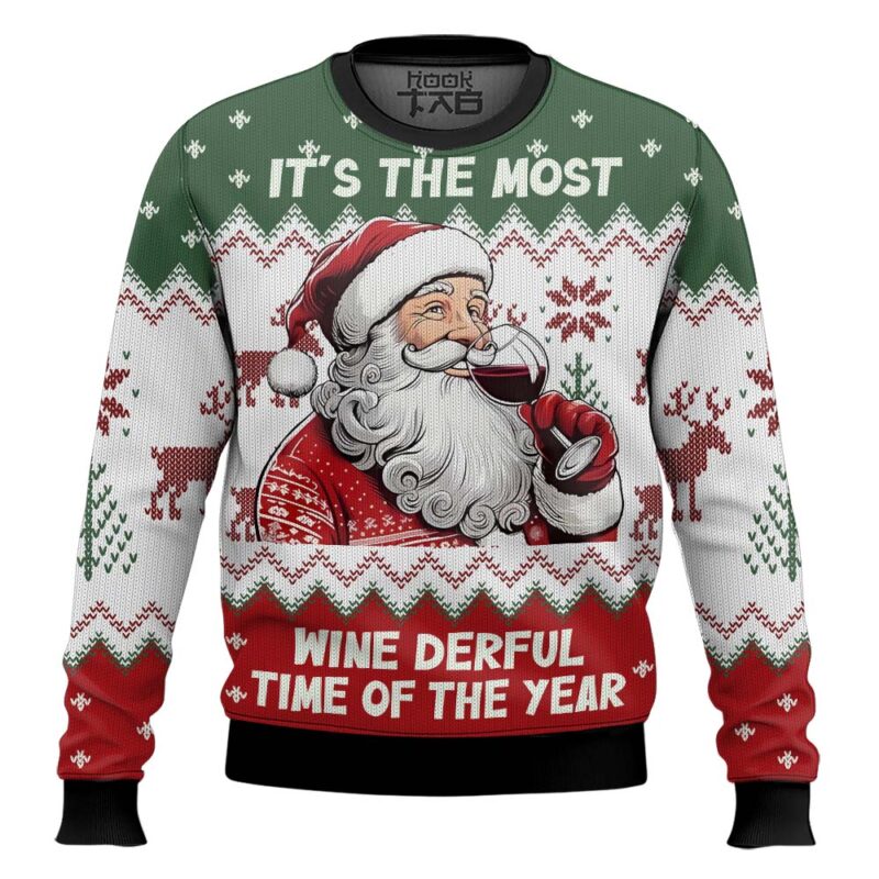 Hooktab It's The Most Wine Derful Time Of The Year Ugly Christmas Sweater