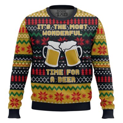 Hooktab It's The Most Wonderful Time For A Beer Ugly Christmas Sweater