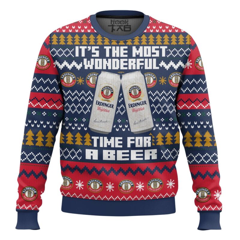 Hooktab It’s The Most Wonderful Time For A Erdinger Ugly Christmas Sweater