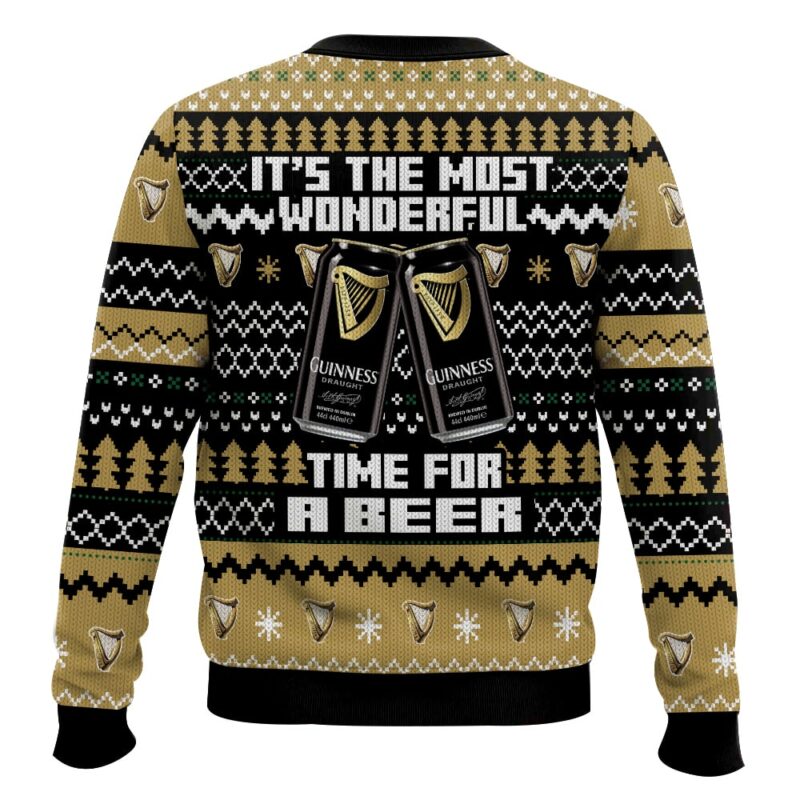 Hooktab It's The Most Wonderful Time For A Guinness Ugly Christmas Sweater Hooktab It's The Most Wonderful Time For A Guinness Ugly Christmas Sweater