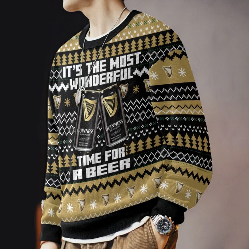 Hooktab It's The Most Wonderful Time For A Guinness Ugly Christmas Sweater Hooktab It's The Most Wonderful Time For A Guinness Ugly Christmas Sweater