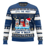 Hooktab It's The Most Wonderful Time For A Miller Lite Ugly Christmas Sweater