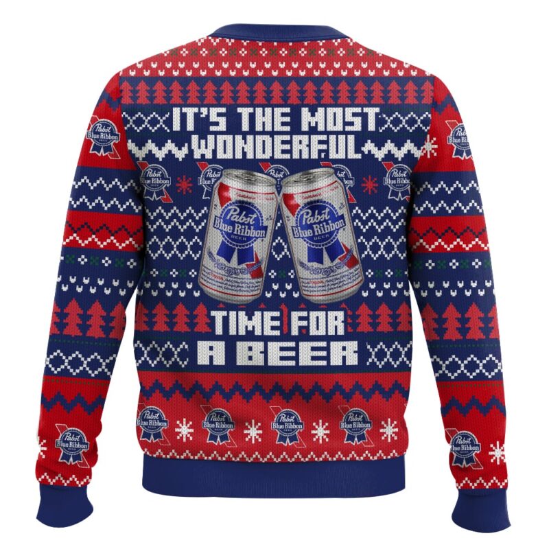 Hooktab It's The Most Wonderful Time For A Pabst Blue Ribbon Ugly Christmas Sweater Hooktab It's The Most Wonderful Time For A Pabst Blue Ribbon Ugly Christmas Sweater